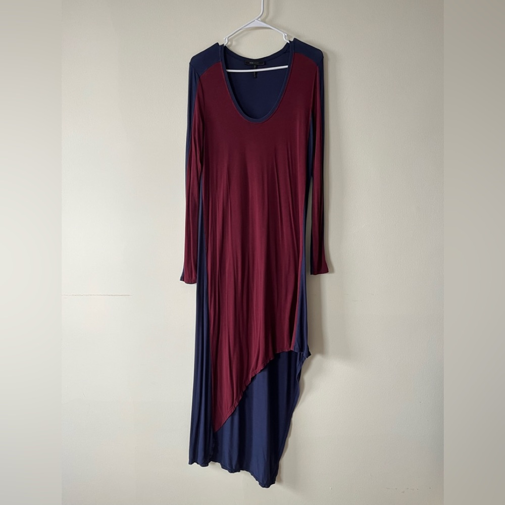 BCBG asymmetrical cotton lounge dress.  Long sleeve small, Worn once.